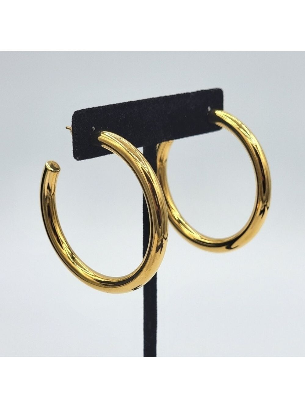 Gold Tone Hoop Earrings #2276